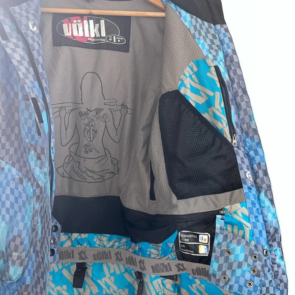 Volkl Big Mountain Womens medium size 8 Ski jacket blue check pattern sensortex - Picture 9 of 12